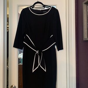 Adrianna Papell Black Dress with White Trim